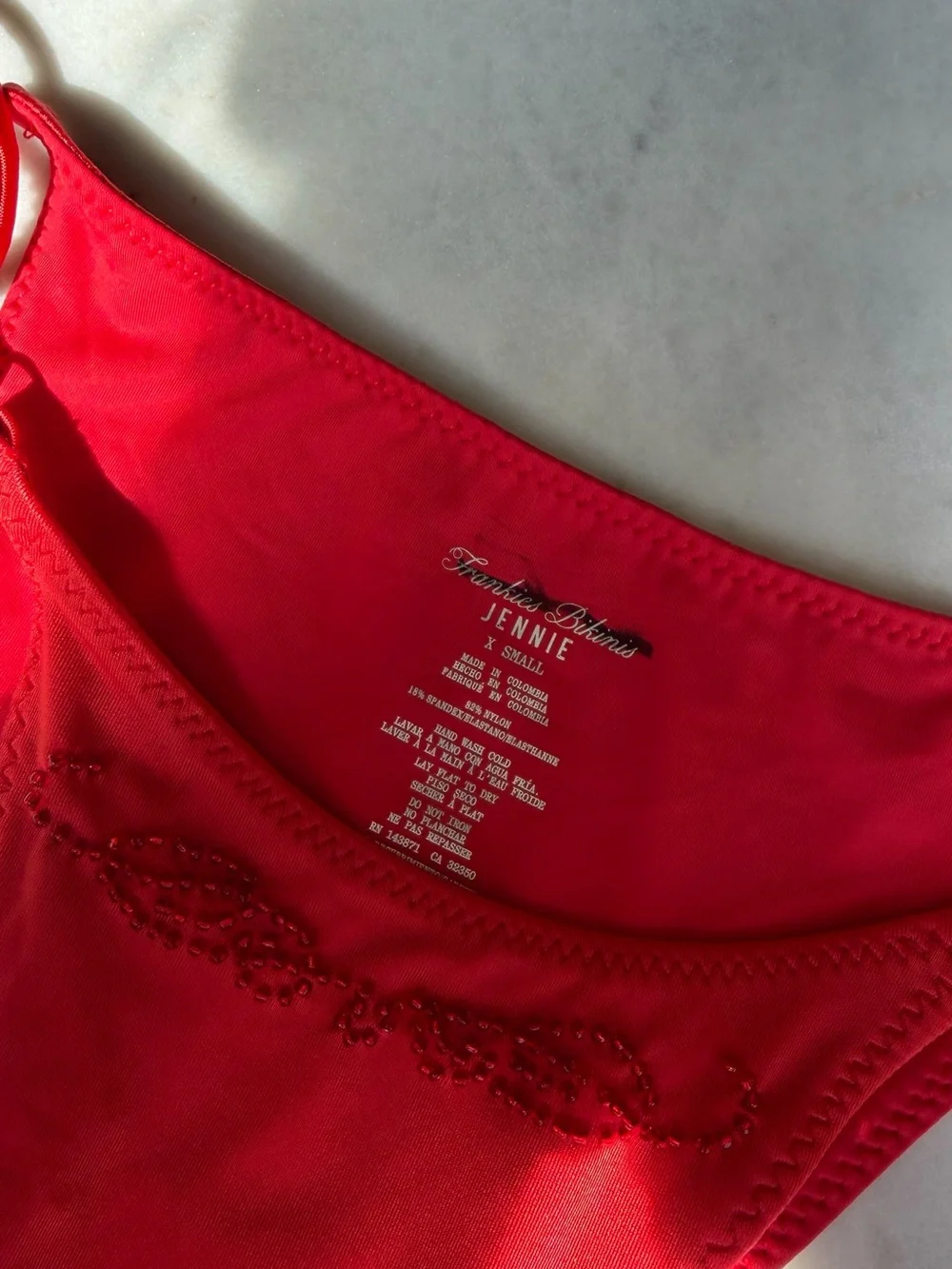 FRANKIES BIKINIS JENNIE x Frankies Bikinis Mackenzie Beaded Satin Bikini Bottom